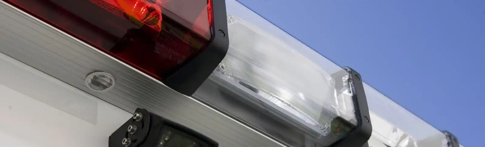 Close up image of ambulance lights