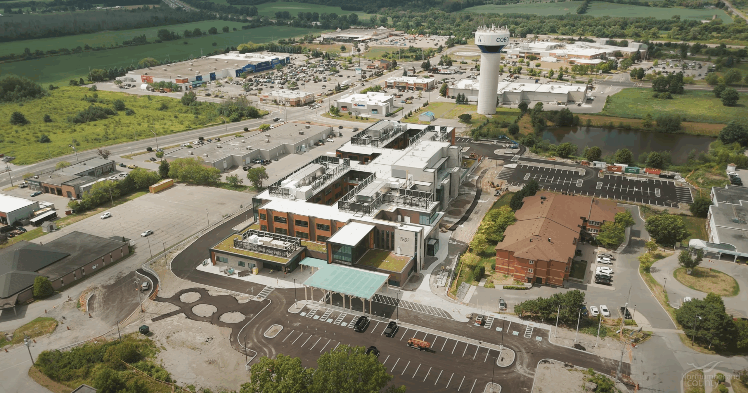 Aerial image of Golden Plough Lodge redevelopment