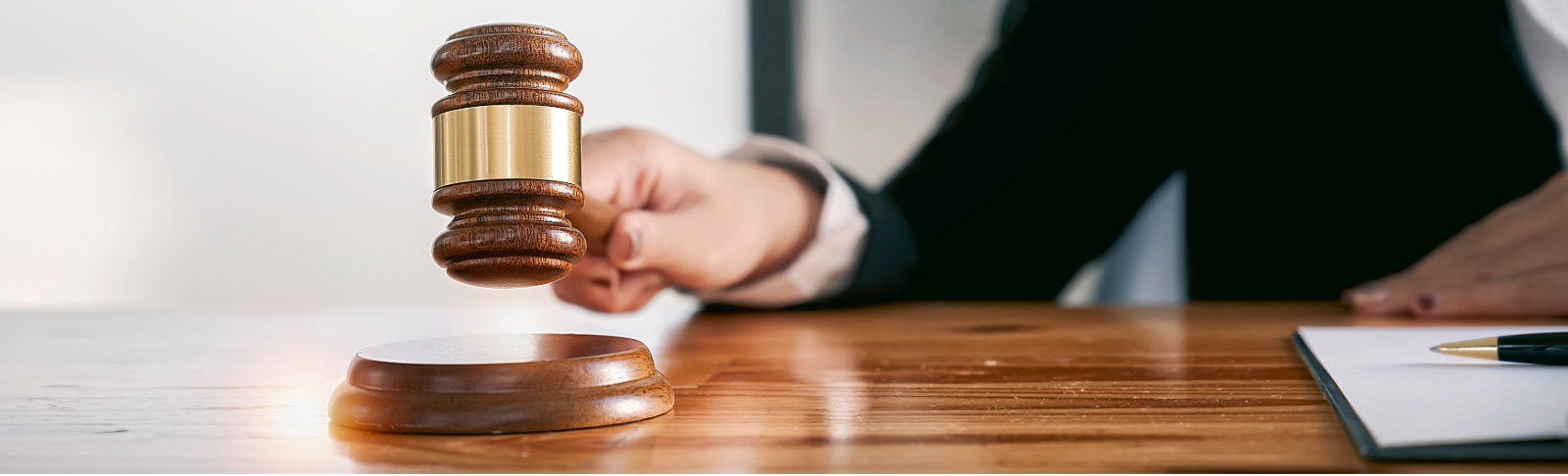 Hand holding a gavel